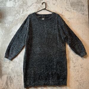 Banana Republic Tinsel Mini Pullover Sweater‎ Dress Size XL Glitter Holiday New
